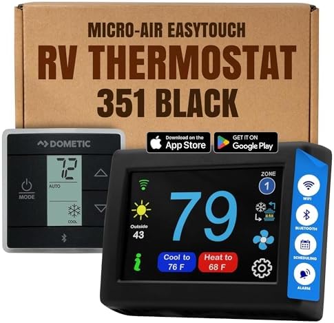 MICRO-AIR EasyTouch Digital RV Thermostat Replacement, 351 Black by MicroAir