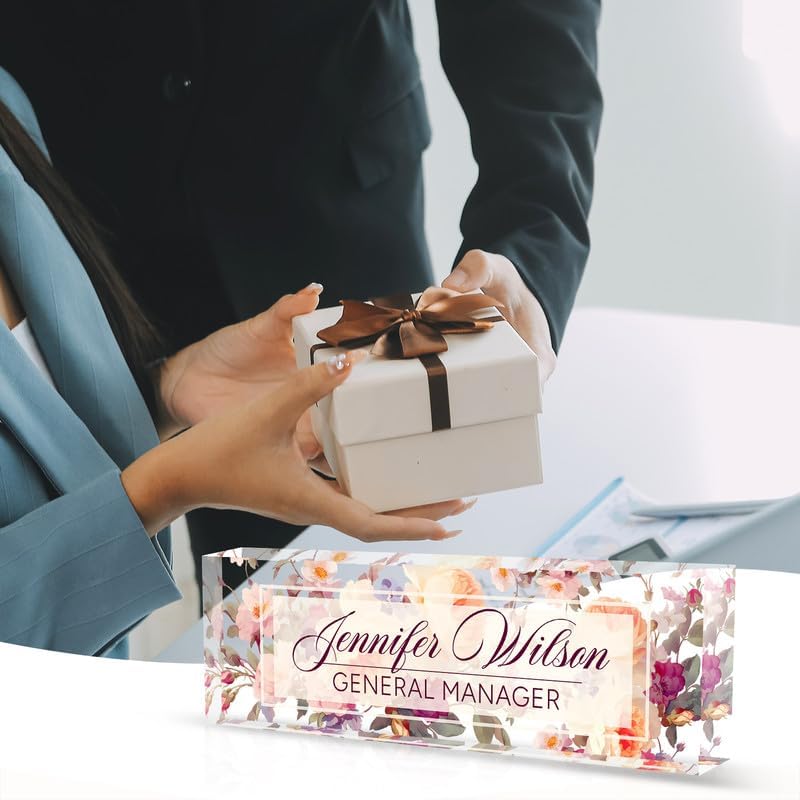 Desk Name Plate Personalized Name Plate for Desk, Office Desk Decor, 3D Style Personalized Plaque Name Plates for Desks Custom Appreciation Gifts for Boss Lady Employee Coworkers (Rosebud) - Image 6