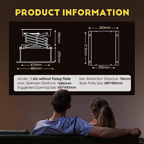 CGOLDENWALL Hidden Electric Projector Lift Motorizerd Projector Mount, 44lbs Capacity, Auto-sync with Projectors, Remote Control (Running Distance: 1.5 M/ 59.05") - Image 2