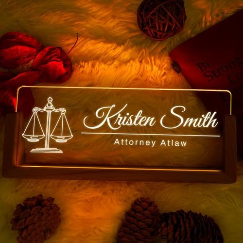 Custom Light Up Name Plate for Desk, Desk Name Plate Personalized with Logo, Employee Appreciation Gift, Personalized Office Gifts for Boss Coworkers Teacher, Office Decor for Women Men (Lawyer Styles) - Image 5