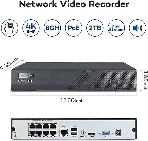 ONWOTE 8 Channel 4K NVR Security Camera System, 6X 8MP 125° PoE IP Cameras - Image 4