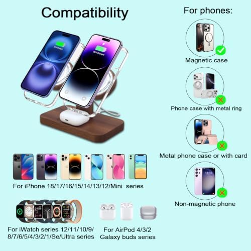 Wood Wireless Charging Station for Apple Devices Dual Wireless Charger - Image 3