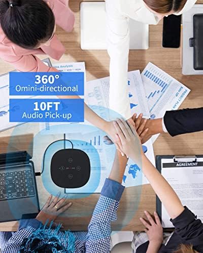 USB Speakerphone Microphone, Conference Speaker Omnidirectional Computer Mic, with 360º Voice Pickup, Touch-Sensor Buttons for Mute/unmute, Streaming, Call Speaker Skype, Webinar, Interview -(JV803) - Image 3