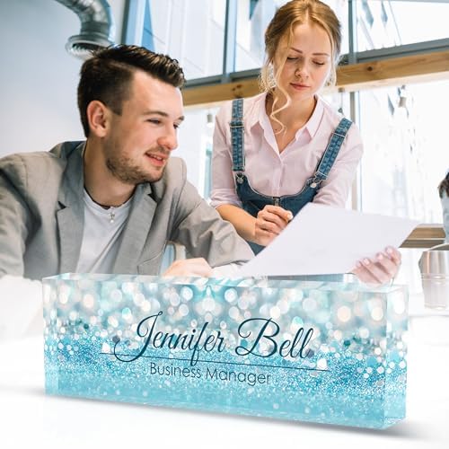 Personalized Name Plates for Office - Gifts for Teacher, Boss, Employee Appreciation - Office Desk Decor (Fancy Blue) - Image 5