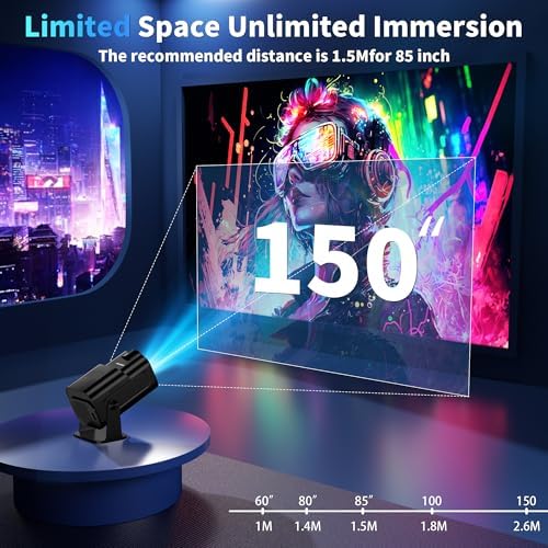 [Projector 2026 Upgraded] Mini Projector Support 4K 1080P Auto Keystone 270°Rotatable with WiFi 6 and Bluetooth 5.2 Projector Portable Compatibile with HDMI/TV Stick/Memory Stick/Laptop,Black - Image 7