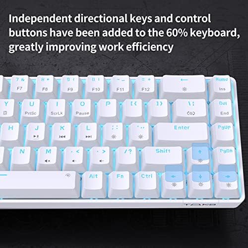 DIERYA T68SE 60% Gaming Mechanical Keyboard,Ultra Compact Mini 68 Key with Blue Switches Wired Keyboard,Anti-Ghosting Keys, for Windows Laptops and PC Gamers,White - Image 4