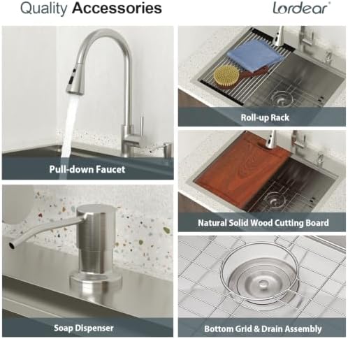 Lordear 25x22 Inch Drop In Laundry Sink with Faucet 12 Inch Deep - Image 5