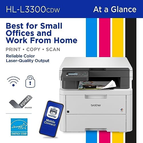 Brother HL-L3300CDW Wireless Digital Color Multi-Function Printer with Laser Quality Output, Copy & Scan, Duplex, Mobile | Includes 2 Month Refresh Subscription Trial ¹, Works with Alexa - Image 2