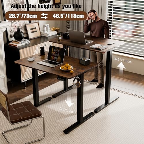 Small Standing Desk,35"x24" Height Adjustable Sit-Stand Home Office, Brown - Image 4