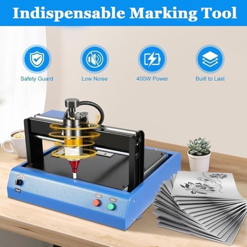 400W Electric Marking Machine Portable Metal Plastic Engraving Machine Desktop Nameplate Tag Marking Tool Adjustable Force,0.05-1mm Depth, for Mark Fixed Character Serial Number VIN(300x200mm) - Image 2