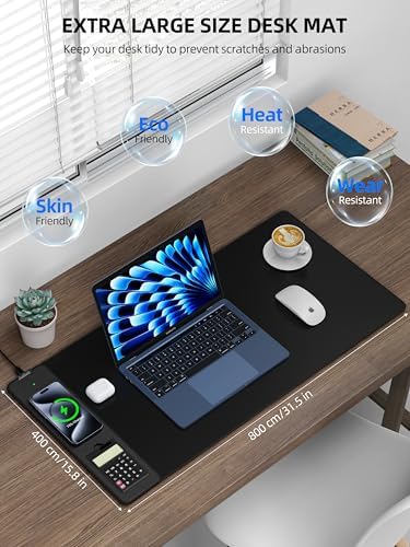 Mouse Pad with 15W Wireless Charging, Removable 8-Digit Solar Calculator - Image 3