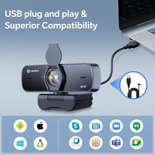 4K Webcam for PC with Fast Autofocus and Sony Sensor, Dual Noise-Reduction Microphones, Auto Light Correction, 4K 30FPS UHD, 77° FOV USB Webcam with Tripod for Zoom, Teams, Mac and Streaming - Image 6