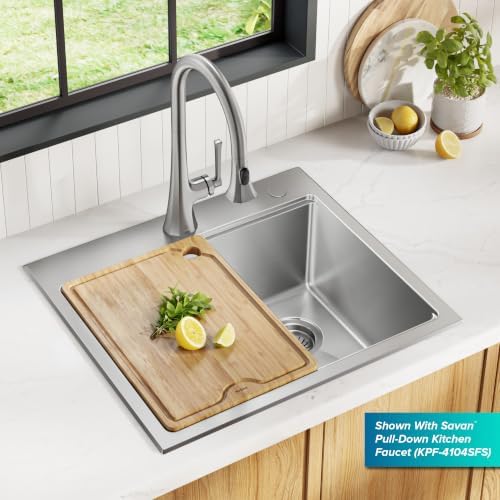 KRAUS Fairlane 25 in Drop In/Top Mount Workstation Single Bowl 18-Gauge Stainless Steel Kitchen Sink with Accessories, KWT611-25 - Image 4