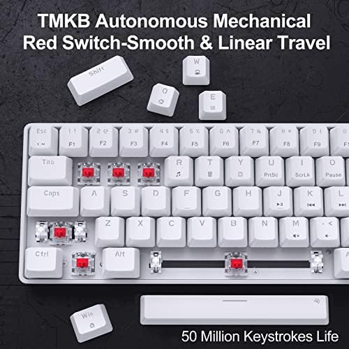 DIERYA T68SE 60% Gaming Mechanical Keyboard,Ultra Compact Mini 68 Key with Red Switches Wired Keyboard,Anti-Ghosting Keys, for Windows Laptops and PC Gamers,White - Image 3