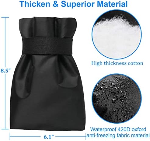 Outdoor Faucet Covers for Winter Freeze Protection, Upgraded Thicken 8.5" H x 6.1" W Outside Garden Faucet Socks for Winter Waterproof Reusable Hose Bibs Insulated Spigot Cover, 4 Pack Black - Image 3