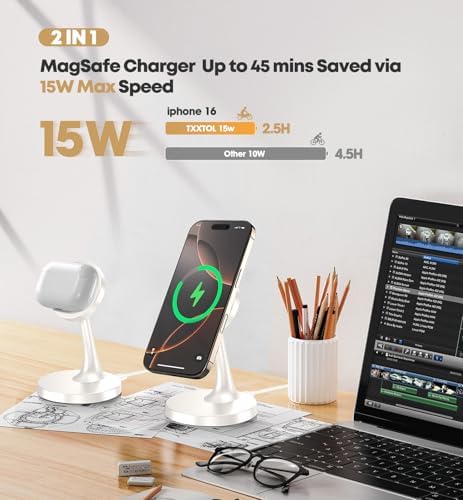 2 Pack Magnetic Wireless Charger iPhone, 15W Fast Mag-Safe Charger Stand for iPhone 18/18 Pro/18 Air/18 Pro Max 17/16/15/14/13/12 Series Magnet Wireless Charging Station/Pad for AirPods- Gifts Ideas - Image 4