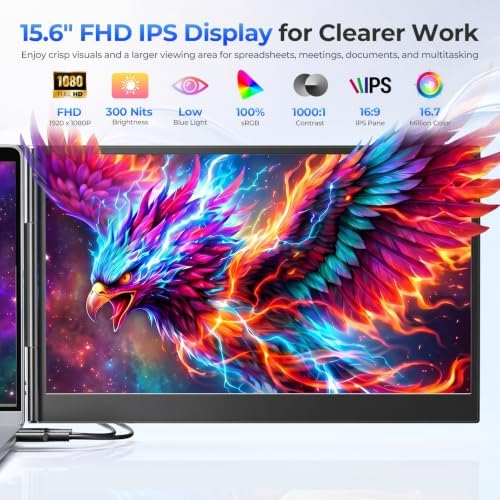 15.6" FHD Laptop Screen Extender, One-Cable USB-C Portable Triple Monitor - Image 5
