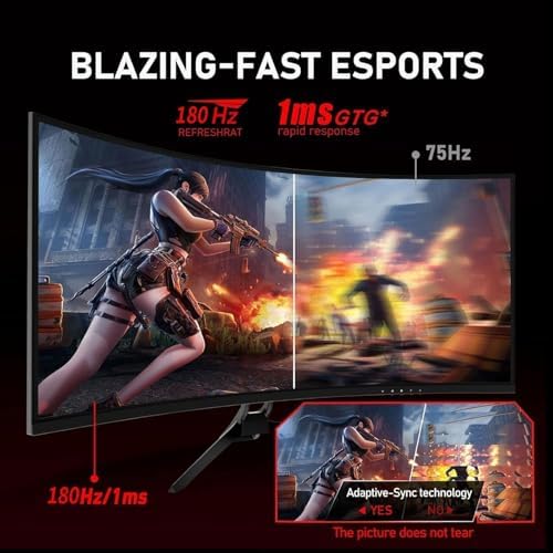 ZZA 34 Inch Curved Monitor Ultrawide 180HZ|165Hz, WQHD 3440x1440 (21:9) 1500R, 1ms (OD), HDR10 300nits, 120% sRGB, FreeSync & G-Sync, PIP/PBP, HDMI 2.1 x2 / DP 1.4 x2, VESA Mount Compatible - Image 5