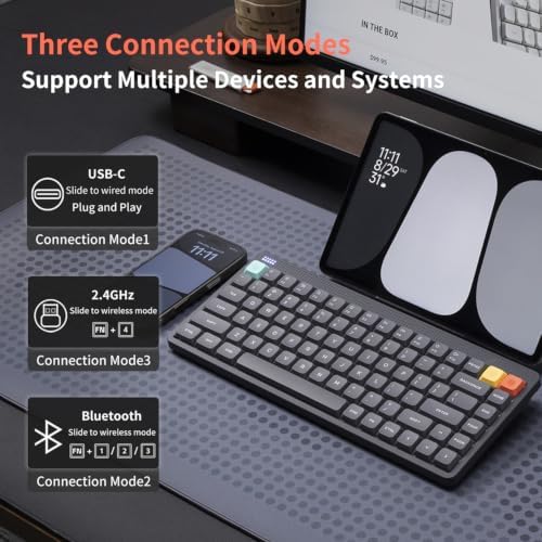 nuphy Node75 Hot-swap Wireless Mechanical Keyboard Black-Red Nano Switch - Image 2