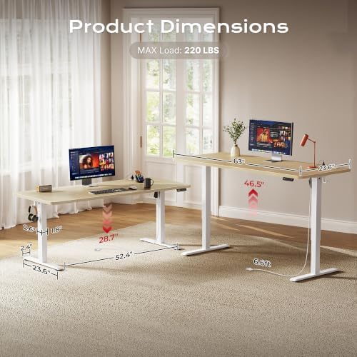 Huuger 63 X 24 Inch Electric Standing Desk with Power Outlets - Image 4