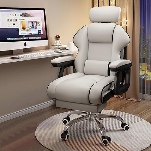 Executive Computer Chair Home Office Desk Chair,Adjustable Angle, Ergonomic Adjustable Height PU Leather Chairs with Cushions Armrest for Long Time Seating-High Office Chair with Footrest by XUEGW