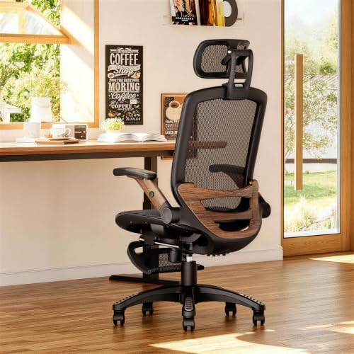 Ergonomic High-Back Office Chair with Footrest – Flip-Up Arms, 3D Headrest, 135° Recline, and Wide Mesh Seat with Lumbar Support. Rolling Swivel Task Chair for Gaming or Work, Sturdy, 300 LBS. - Image 2