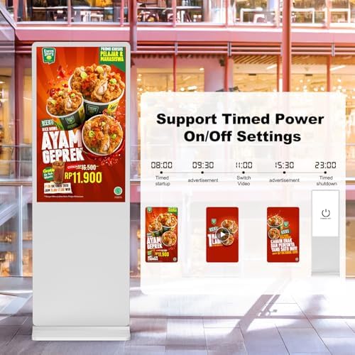 65 inch Indoor Digital Signage 4K Touchscreen IPS Floor Standing Digital Kiosks Interactive Displays with WiFi HDMI/USB Input Auto AD Player, Android OS White - Image 5