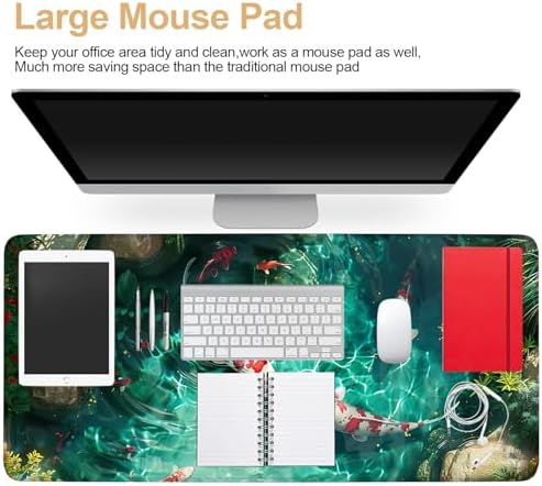 Large Mouse Pad Koi Fish Desk Mat, Extended Gaming Mouse Pad with Non-Slip Rubber Base, Thick 3mm Smooth Surface Keyboard Mat for Office & Home,35.43 x 15.75 in - Image 3