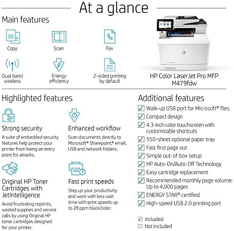 HP Color Laserjet Pro Multifunction M479fdw Wireless Laser Printer (W1A80A) (Renewed) - Image 4