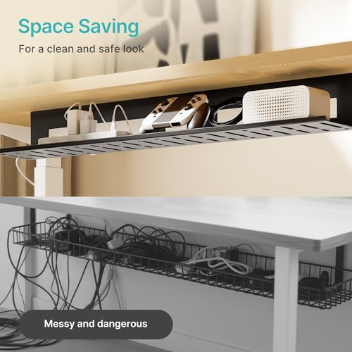 PEGZONE Under Desk Cable Management Tray, 31.5'' Screw-Mount Steel Rack - Image 6