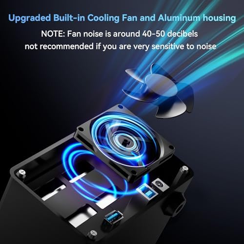 CENMATE Aluminum 2 Bay Hard Drive Enclosure with Cooling Fan for 2.5“/3.5" SATA HDD/SSD with USB A/C 3.0, Support Hot Swappable, Tool-Free HDD Enclosure, DAS(NO RAID/NAS) - Image 4