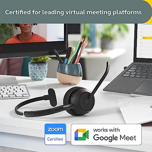 Jabra Evolve2 55 Mono Wireless Headset - Features AirComfort Technology, Noise-Cancelling Mics & Active Noise Cancellation - Works with UC Platforms Such as Zoom & Google Meet - Black - Image 4