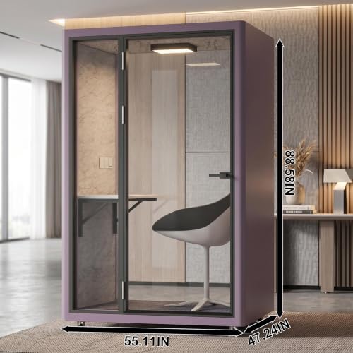 Soundproof Office Pod with 1 Person Enclosed Structure (Purple) - Image 2