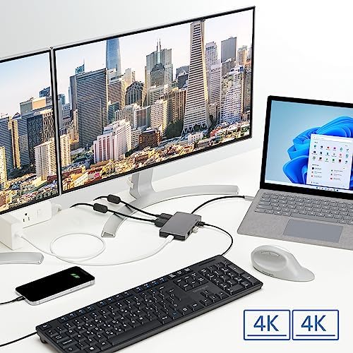 Kensington UH1450P Dual 4K Monitor USB Type C Hub, Laptop Docking Stations with Dual 1.4++ DisplayPort Ports, 85W Charging for Thunderbolt 3/4 and USB-C Devices, 2X USB-A, 1 USB Type C Port (K36900WW) - Image 3