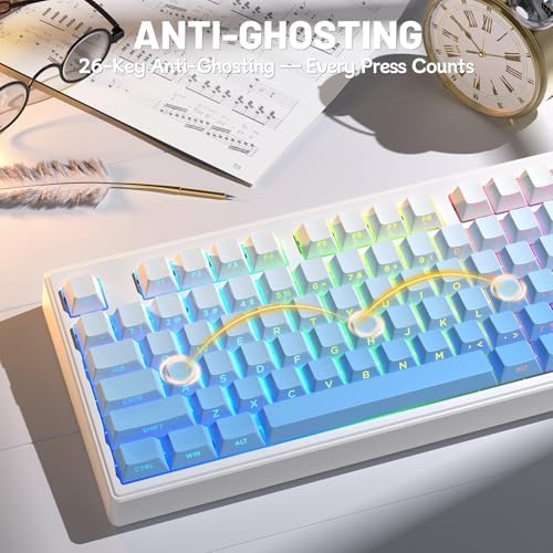 ZIYOU LANG M87V2 Wireless Gaming Keyboard, 80% TKL 87-Key Low Profile, Blue - Image 4