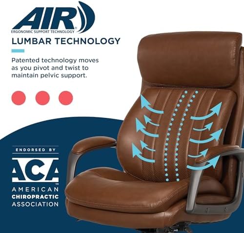 La-Z-Boy High-Back Ergonomic Office Chair, AIR Lumbar Support Leather Chair - Image 6
