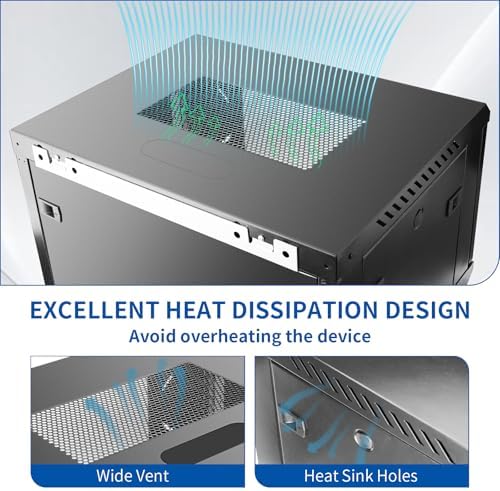 12U Wall Mount Network Cabinet, Lockable Mesh Door Server Rack Enclosure, 19" IT Equipment - Image 3