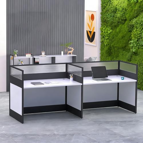 Nykto 2-Person Office Cubicle Desk Workstation w/Mute Privacy Panels, White by Nykto