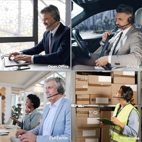 Wireless Headset with Mic for Work, Bluetooth Headset with Microphone AI Noise Cancelling & Mute Button, Lightweight Comfortable Computer Headset with Microphone for PC/Office/Call Center/ Teams/Zoom - Image 7