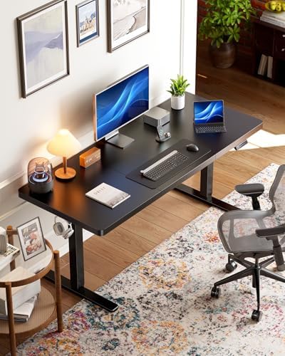 HUANUO 60 x 30 Inch Large Electric Standing Desk, Brushless Motor, Black - Image 2
