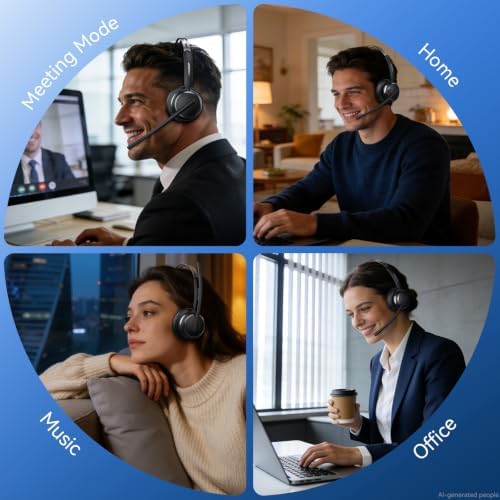 Wireless Headset with Mic for Work, Noise Cancelling Bluetooth 6.0 Headset - Image 7