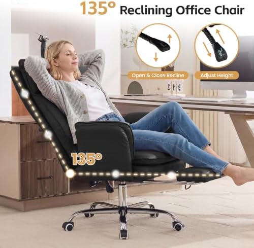 HUBSON Big and Tall Office Chair, Footrest & Flip Armrest for Pets, Black - Image 4