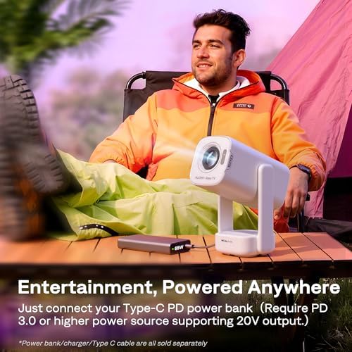 Aurzen Roku TV D1R air USB-C Powered Smart Portable Outdoor Projector White - Image 4