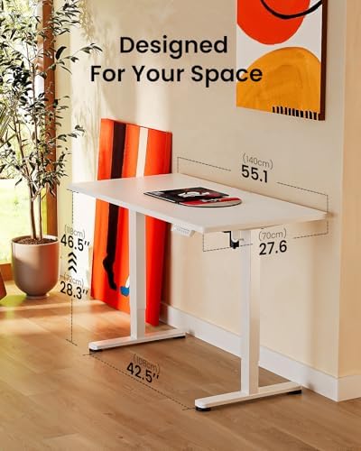 ErGear Height Adjustable Electric Standing Desk, 55 x 28 Inches Sit Stand up Desk, Memory Computer Home Office Desk, White - Image 3