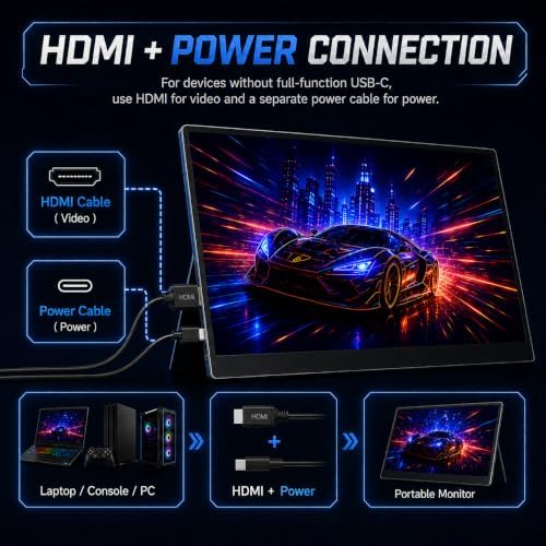 18.5 Inch Large Portable Monitor for Laptop, 120Hz 1080P FHD IPS Portable Travel Second Screen Display for/Phone/Xbox PS4/5, 125% sRGB, Dual Speakers, VESA & Storage Bag (18.5 inch'') - Image 6