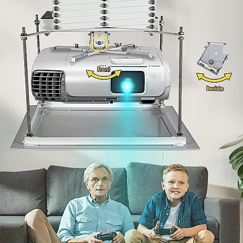 CGOLDENWALL 3M Ultra-Thin Hidden Motorizerd Projector Mount 44lbs Electric Projector Lift, 18.9" Baseplate Customizable, Auto-sync with Projectors,Remote Control (Running Distance: 3 M/ 118.11") - Image 2