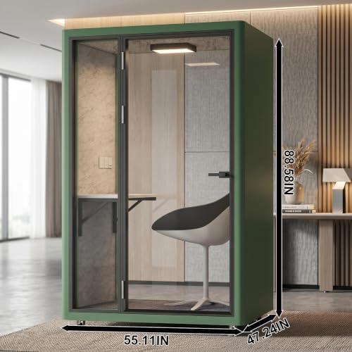 Soundproof Office Pod with 1 Person Enclosed Structure (Green) - Image 2