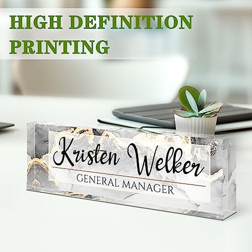 Name Plate for Desk, Desk Name Plate Personalized, Office Decor for Women Men, Acrylic Desktop Accessories, Office Gifts for Boss Nurse Teacher Coworker, Employee Appreciation Gift (Silver/Gold) - Image 3