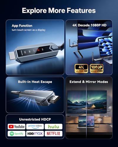 VENTION Wireless HDMI Transmitter and Receiver 656FT with LED Screen, Up to 6 RXs, Heat-Control, Plug & Play Wireless HDMI Extender Kit 4K Decode to Monitor from PC/Projector/TV Box(1TX+2RX) - Image 6