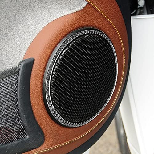 Real Black Carbon Fiber Car Inner Door Loudspeaker Panel Audio Horn Speaker Frame Trim Sticker Compatible with Benz Smart Fortwo 2011 2012 2013 2014 2015 Auto Interior Accessories 2pcs - Image 2